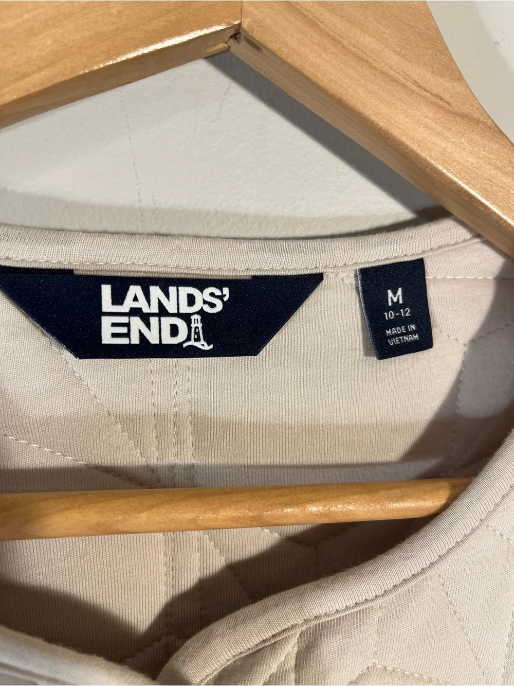 LANDS' END Cotton Quilted Insulated Jacket Light Stone Cabin Core M 10-12